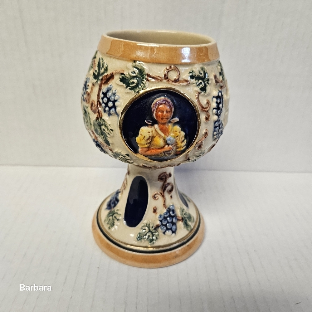 Vintage West Germany Ceramic Wine Chalice Goblet